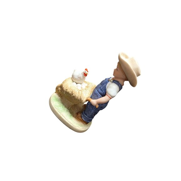 1985 Homco Denim Days Morning Chores Boy Figurine #1501 - Picture 5 of 10
